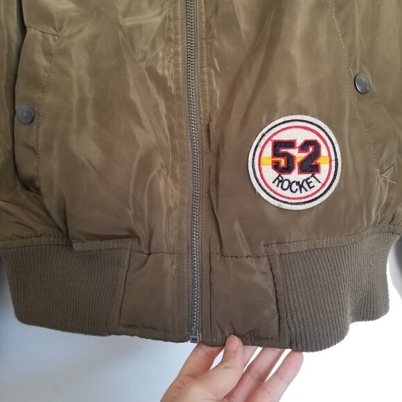 Timing Army Green Handmade Patched Bomber Jacket - Picture 11 of 15